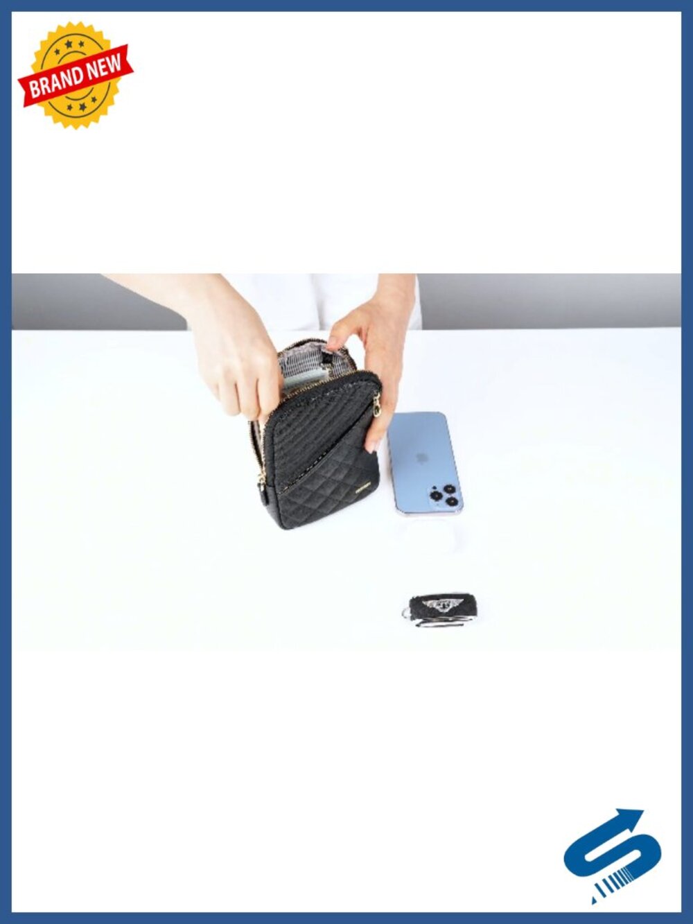Vegan Leather Small Crossbody Bag with Double Zipper, RFID Blocking - Picture 6 of 6